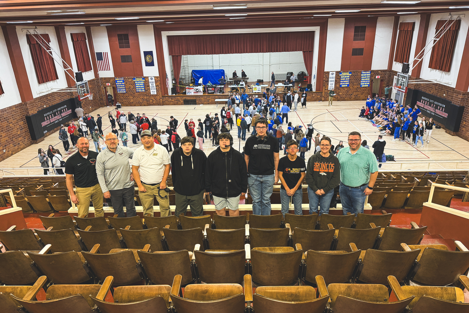 JCC Striv Group Photo from the stands at the 2026 MUDECAS Basketball Tournament