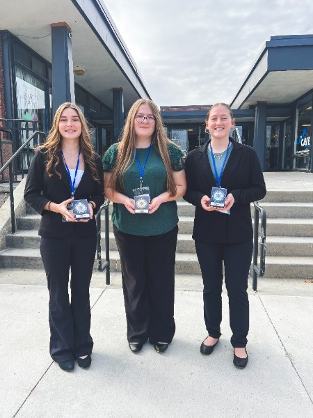 JCC FBLA Top 3 Placers: Catherine, Marisol, and Saige