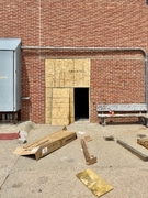 Exterior view of entry door to be replaced.