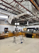 Science lab with exposed ceiling and new ductwork.